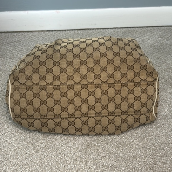 Gucci Brown/Ivory Monogram Canvas Shoulder Purse w/ Bag Charm - Picture 6 of 14